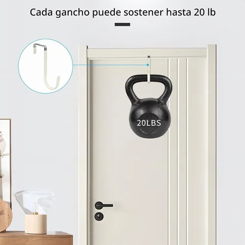 Vista 4 de FYY Ganchos para colgar sobre la puerta, paquete de 4 unidades, se adapta a beige ( A Beige )