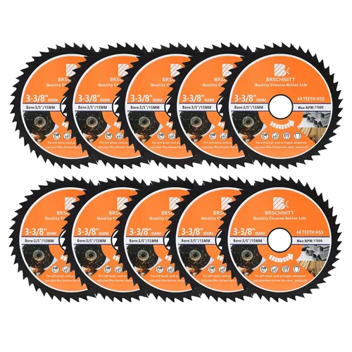 Vista 14 de Hoja de Sierra Circular HSS de 3 3/8 pulgadas - BRSCHNITT 44T Orificio de 3/5"-3/8" Discos de Corte para Cortar Madera, Cobre, Aluminio, Plástico