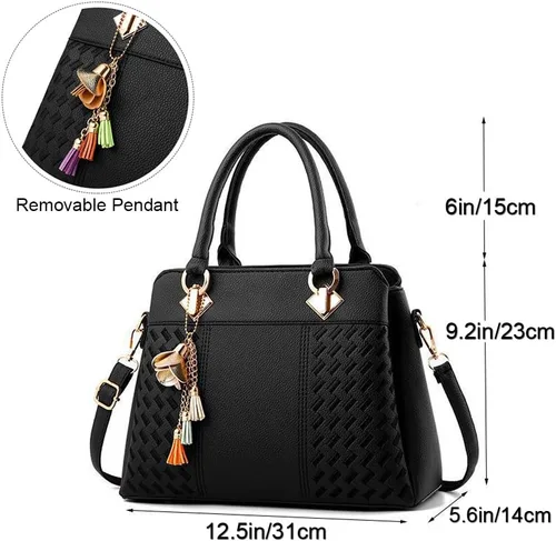 Vista 4 de Dayfine Bolsos de mano para mujer, con asa superior, de piel sintética, con estilo de hombro, para mujer