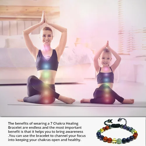 Vista 223 de Adjustable Crystal Bracelet – Gemstone Bead Bracelet with Adjustable Macrame String – Chic Gemstone Bracelet for Men and Women – 8mm Round Healing