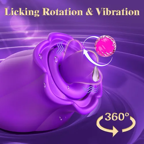 Vista 4 de Vibrador de Succión con Forma de Rosa - Juguetes Sexuales para Adultos 3 en 1 con Copa Desmontable para Estimulación del Clítoris y del Pezón