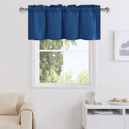 Vista 9 de DWCN Cortinas de Cenefa para Sala de Estar, Cocina, Baño/Sótano - Aqua Sólido, 1 Panel, 42 x 12 Pulgadas, Oscurecimiento de Habitación Solid Short