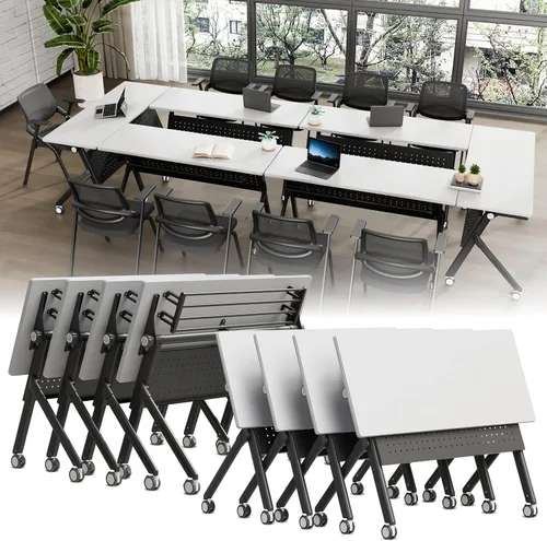 Vista 18 de Folding Conference Table with Wheels, Modular Foldable Conference Room Training Tables for Training Rooms, Flip Top Mobile Rolling Meeting Seminar