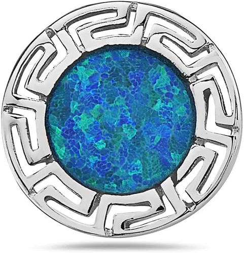 Vista 3 de Pendientes redondos de ópalo simulado de plata de ley 925 azul turquesa, Turquesa Ópalo, Ópalo