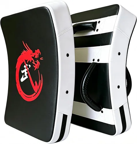 Vista 9 de Muay Thai Kick Pad, 24 pulgadas y 15 pulgadas, escudo de golpe de entrenamiento de kickboxing para artes marciales, solo almohadilla Rojo