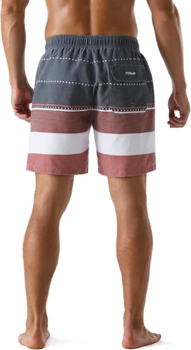 Vista 3 de Nonwe Traje de baño para hombre, de secado rápido, retro, suave, lavado con cordón