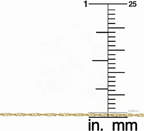 Vista 4 de Kooljewelry Cadena clásica de Singapur para mujer, collar de cadena de oro amarillo de 10 quilates, acabado pulido