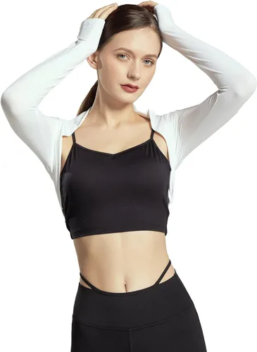 Vista 4 de FEOYA Chaqueta de bolero con protección solar para mujer, con frente abierto, con mangas