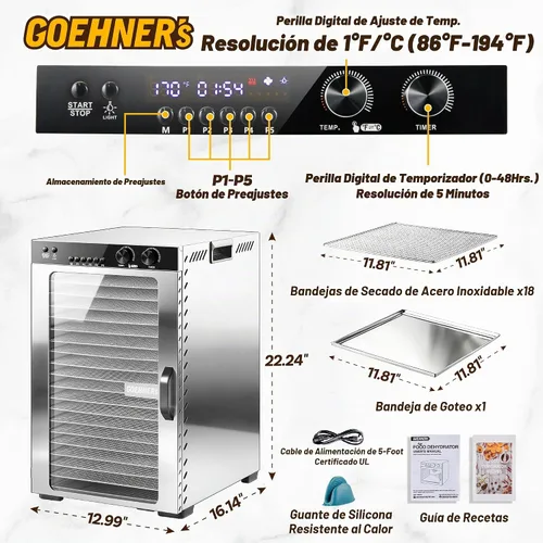 Vista 5 de Máquina deshidratadora de alimentos, 18 bandejas de acero 18 Tray
