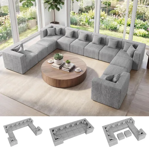 Vista 13 de MONVANE Sofás seccionales deshuesados de gran tamaño de 103 pulgadas para sala de estar, sofá de nube en forma de L de 4 asientos, sofá modular