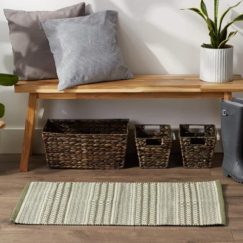 Vista 4 de DII Colección Woven Rugs Tejida a mano, 2x3', rayas Dobby de alcachofa