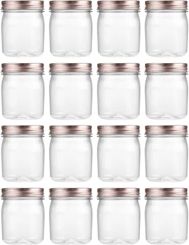 Vista 19 de Novelinks - Tarros de plástico de 8 onzas y tarros de plástico transparente con tapas, 8 onzas 8 Pack, Black, Plastic Containers with Lids, Small