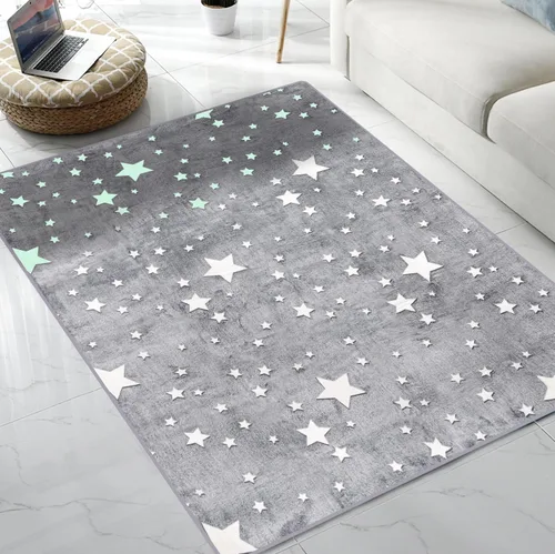 Vista 5 de Alfombra de área grande que brilla en la oscuridad, estrellas grandes para decoración de habitación de niños, divertida para habitación de bebé