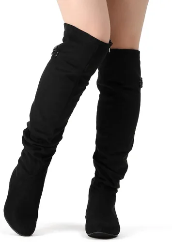 Vista 5 de DREAM PAIRS - Botas de ante para invierno, de altura al muslo, para mujer