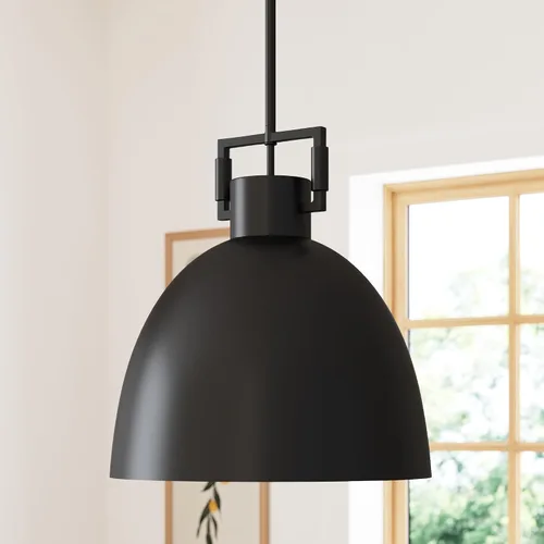 Vista 10 de Nathan James Leigh Iluminación Colgante, Luz Colgante de Techo Negra con Pantalla de Vidrio de Gran Tamaño y Cable Ajustable, para Isla de Cocina