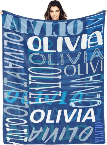 Vista 23 de Mantas personalizadas con nombre para bebé, niño, niña, mantas súper suaves con nombre para niños y adultos, manta con nombre para cumpleaños