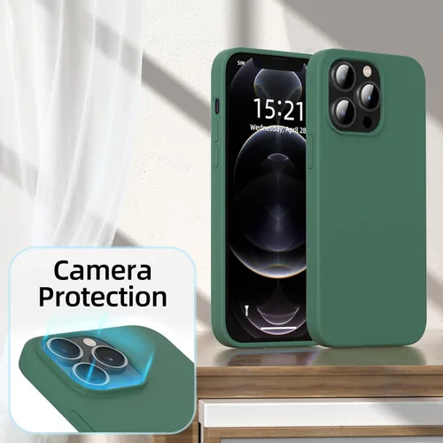 Vista 4 de Funda para iPhone 12 Pro Max, silicona líquida de alta calidad, funda protectora de cuerpo completo a prueba de caídas