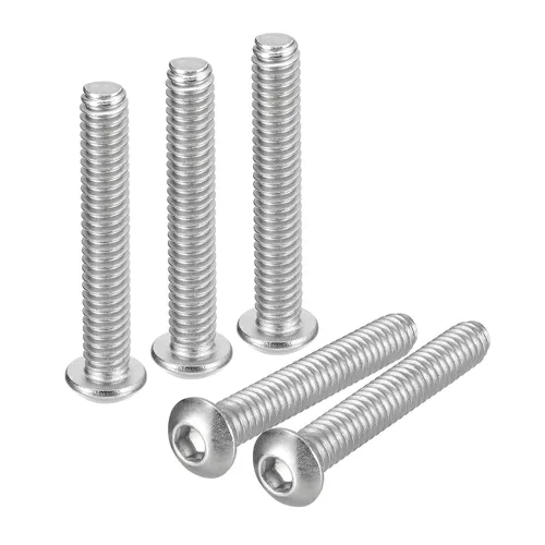 Vista 25 de uxcell Tornillos de cabeza de botón de 1/4-20x1, 25 piezas de tornillos hexagonales de acero inoxidable 304, tornillos de rosca completa