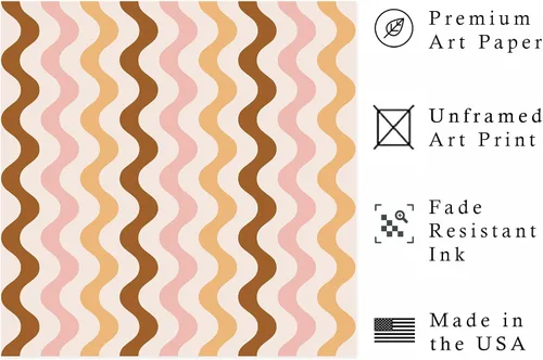 Vista 2 de Ethan Taylor Abstract Wall Art Prints Unframed Square Posters 'Retro 70s Hippie Chevron Pattern IV' Retro Home Décor for Living Room, Bedroom