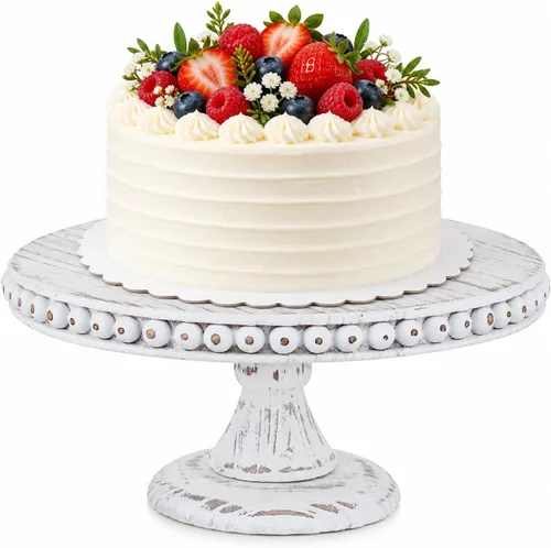 Vista 11 de Hanobe Soporte para Tartas de Madera Pequeño: Soporte de Pedestal para Cupcakes de 8 Pulgadas, Elevador de Exhibición de Postres Rústico Envejecido