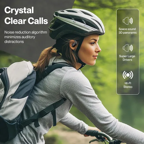 Vista 6 de Auriculares Bluetooth de conducción de aire, IPX5 impermeables de conducción de aire, audífonos sobre la oreja con micrófono, auriculares sobre