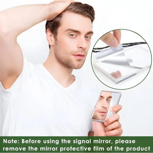 Vista 4 de Signal Mirror Survival Kits Military Grade, 3 x 5 in Camping Mirror with Survival Whistle, Gifts for Men, Birthday Gifts for Fathers Husband