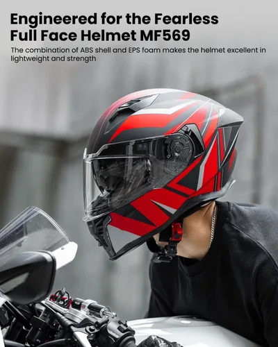 Vista 2 de Casco de motocicleta de cara completa con doble visera, moto de calle, carreras, DOT para adultos, hombres y mujeres, modelo MF569