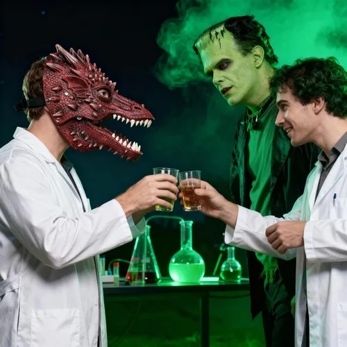 Vista 6 de Creativity - Máscara de media máscara de dragón con mandíbula móvil, para Halloween, carnaval, cabeza 3D, máscara de látex (rojo)