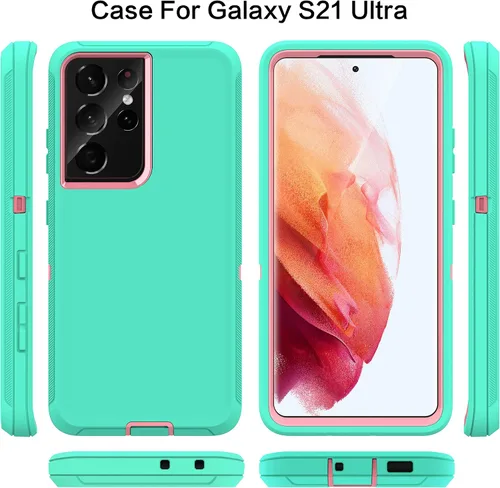 Vista 8 de MXX Funda compatible con Galaxy S21 Ultra, funda protectora de cuerpo con parachoques de 3 capas súper resistente y servicio pesado