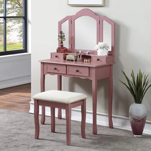 Vista 14 de Montary Mesa de tocador de maquillaje de 39 pulgadas con espejo iluminado con pantalla táctil, tocador de madera de goma con cajón grande