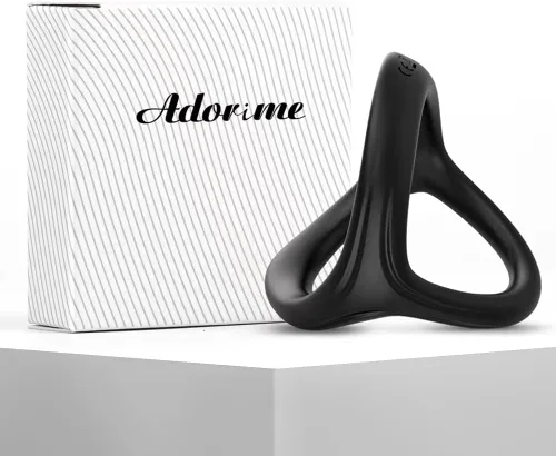 Vista 5 de Adorime - Anillo para el pene de silicona para hombres, 3 en 1, ultra suave, elástico, juguete sexual para hombres, color negro 01