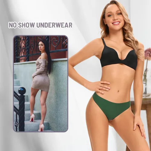 Vista 5 de Sofeavo Ropa interior sin costuras para mujer, tangas invisibles, transpirables, cómodas, tangas y tangas