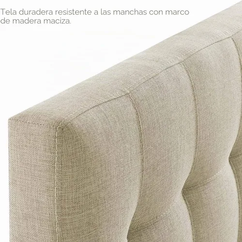 Vista 8 de Modway Lily Cabecero doble tapizado de tela de lino con botones en beige