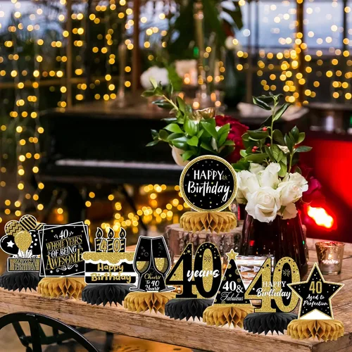 Vista 3 de 9 piezas de decoración de mesa de cumpleaños de 40 cumpleaños para mesas de cumpleaños de 40 cumpleaños para mesas de cumpleaños 40 para hombres