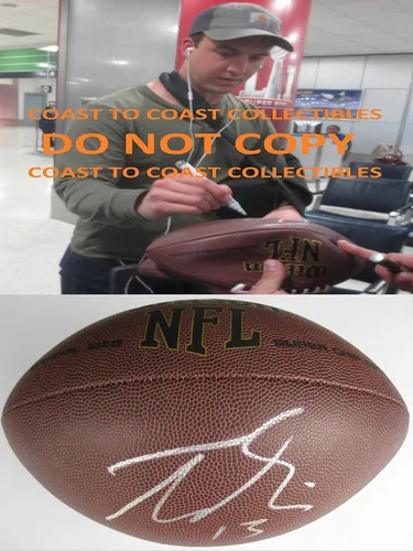 Vista 2 de Trevor Siemian, Minnesota Vikings, Denver Broncos, Northwestern, Signed, Autographed, NFL Football, a Coa with the Proof Photo of Trevor Signing
