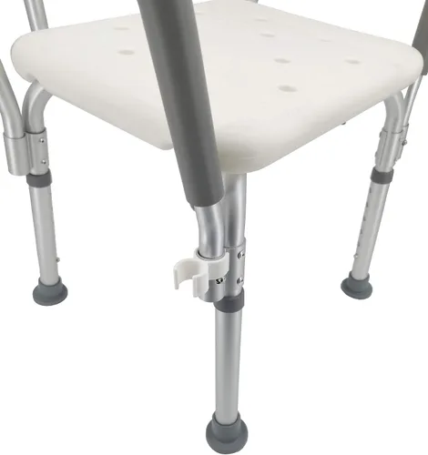 Vista 6 de FixtureDisplays® Silla de ducha asiento de baño con reposabrazos acolchados y respaldo capacidad 350 libras, video Assebmly proporcionado