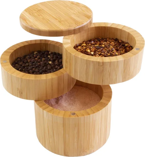 Vista 11 de Totally Bamboo Salero con Tapa Giratoria – Contenedor de Almacenamiento de Bambú para Encimera de Cocina con Cierre Magnético – Ideal para Sal