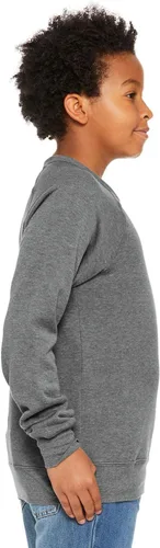 Vista 3 de BELLA + CANVAS - Sudadera juvenil de forro polar de esponja con cuello redondo - 3901Y, Deep Heather