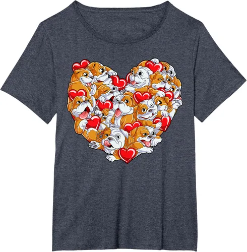Vista 61 de Camiseta inglesa para el día de San Valentín con diseño de corazón y perro amante de los niños Negro