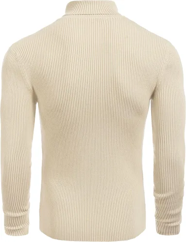 Vista 3 de COOFANDY Suéter casual de cuello alto de punto acanalado ajustado para hombre