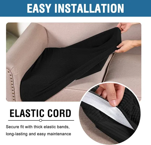 Vista 5 de H.VERSAILTEX - Fundas elásticas para cojín de sofá individual, fundas de asiento para silla de sofá, protector de cojín con tejido jacquard de sarga