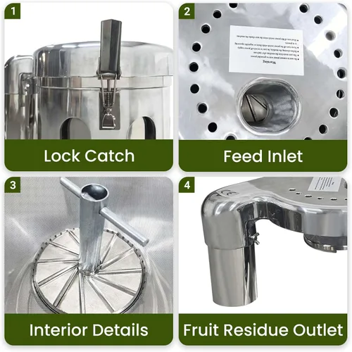 Vista 4 de Exprimidor comercial de verduras y frutas, separado automático de jugo y residuos, prensa de jugo resistente con varilla de empuje, exprimidor