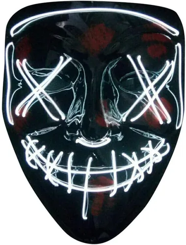 Vista 11 de Máscara LED aterradora de Halloween, máscara de purga iluminada para festival, fiesta de cosplay