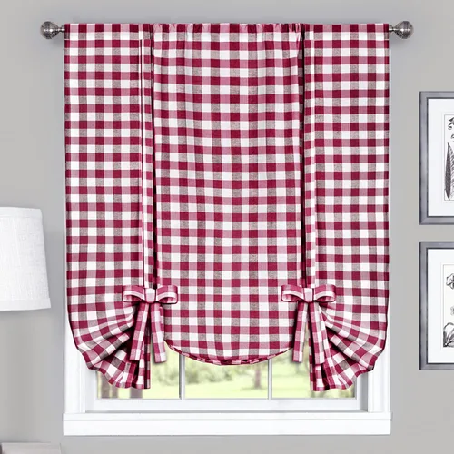 Vista 15 de Achim Home Furnishings - Cortina de ventana a cuadros de un solo paño, 42 x 63 pulgadas, blanca y negra