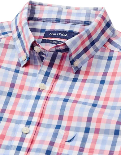 Vista 7 de Nautica Camisa de manga larga con botones frontales resistentes a las arrugas para hombre