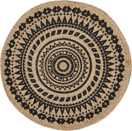 Vista 4 de SAFAVIEH Colección Natural Fiber - Alfombra de área redonda de 3 pies, color negro y natural, hecha a mano con mandala boho de yute trenzado, ideal
