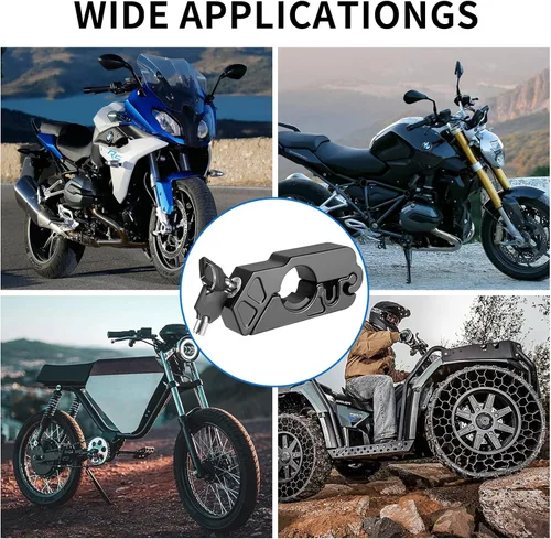 Vista 7 de Enmja Cerradura de agarre de motocicleta resistente, cerradura antirrobo para motocicletas, scooters, ciclomotores, cuatrimotos, motos todoterreno