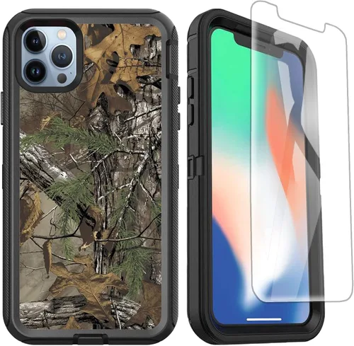 Vista 8 de Funda compatible con iPhone 13 Pro con protector de pantalla, diseño de bandera americana antigua para hombres y niños, 3 capas, resistente, a