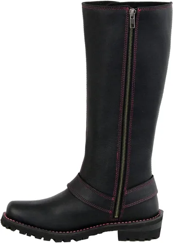 Vista 4 de Milwaukee Leather MBL9367 - Botas de cuero negras de 14 pulgadas con cordones fucsia, talla 9.5