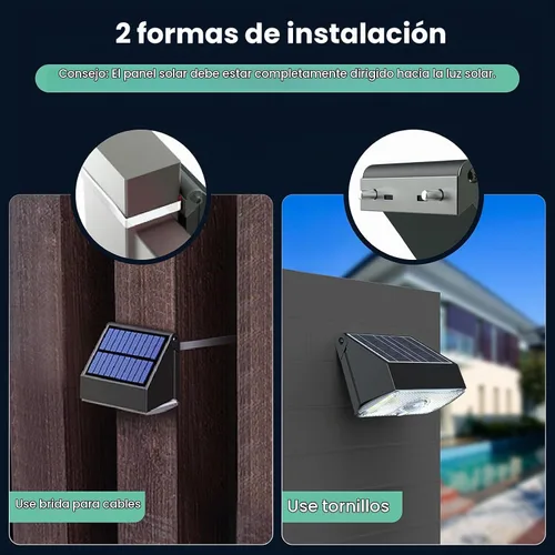 Vista 5 de Luz solar para valla de exterior, 4000K 3000K, luces de pared solares con sensor de movimiento, 1000 lm, luces solares pequeñas para valla